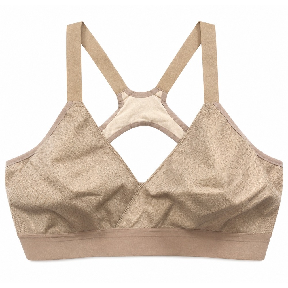 Lululemon Sports Bra Womens D38 Tan Mesh Racerback Activewear Athleisure Yoga